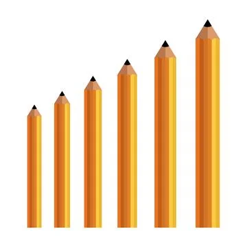 Set of Pencils in Different Sizes from Small to Large Vector Illustration Stock Illustration