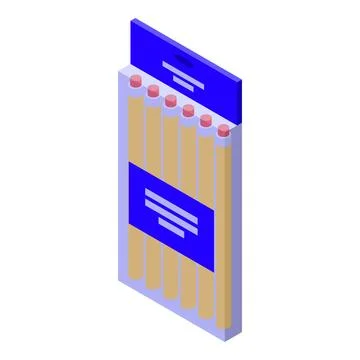 Set of pencils icon isometric vector. School stationery Supplies Stock Illustration
