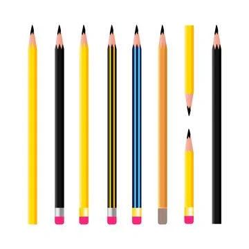 Set of pencils with nine different style Stock Illustration