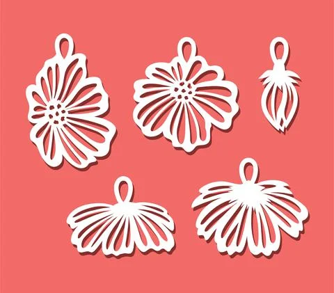 Set of pendants with flowers.  Ilustración de archivo