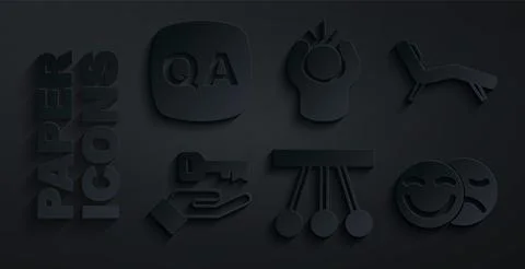 Set Pendulum, Armchair, Solution to the problem, Comedy and tragedy masks, An Illustrazione stock