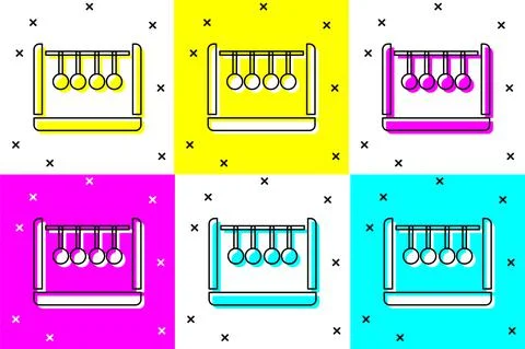 Set Pendulum icon isolated on color background. Newtons cradle. Vector Illustrazione stock