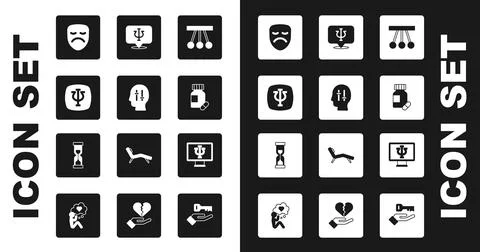 Set Pendulum, Solution to the problem, Psychology, Psi, Drama theatrical mask Stock Illustration