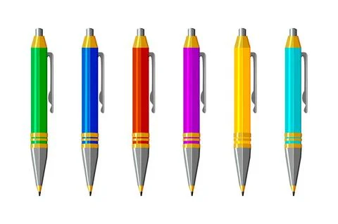 Set pens isolated on white background. Stock Illustration
