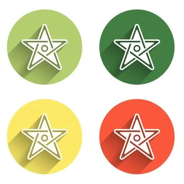 Set Pentagram icon isolated with long shadow background. Magic occult star .. 스톡 일러스트
