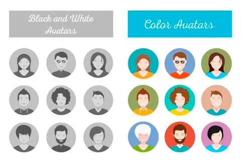Set of People Avatar in Style Flat Design Illustrazione stock