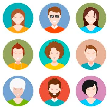 Set of people avatar in style flat design Free Stock Illustration
