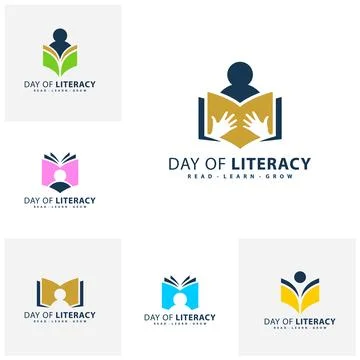 Set of People Book logo vector template. Creative Book People logo design c.. Stock Illustration