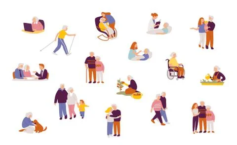 Set of people characters in different poses. Stock Illustration