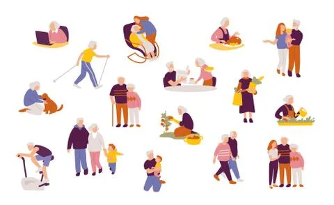 Set of people characters in different poses. Stock Illustration