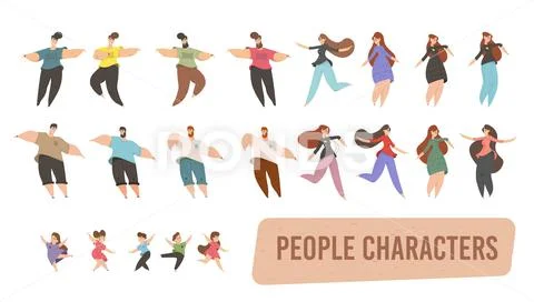 Set of People Characters Isolated on White Clipart: Graphic #132402865
