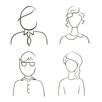 Set of people contour イラスト素材