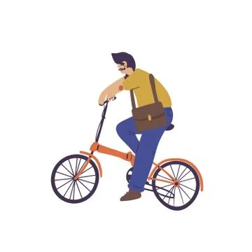 Set of people on different bikes, activity and sport Stock Illustration