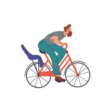 Set of people on different bikes, activity and sport Stock Illustration