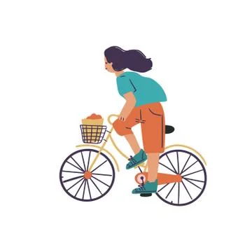 Set of people on different bikes, activity and sport Stock Illustration