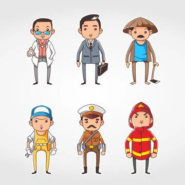 Set of people with different profession vector illustration, there are doctor Illustrazione stock
