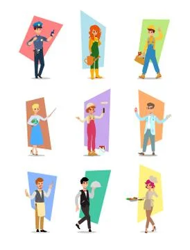 Set of people of different professions, career characters design, Labor Day,  Stock-Illustration