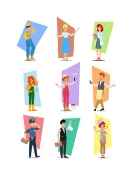 Set of people of different professions, career characters design, Labor Day,  Stock Illustration