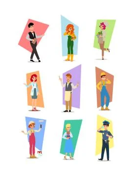Set of people of different professions, career characters design, Labor Day,  Stock Illustration