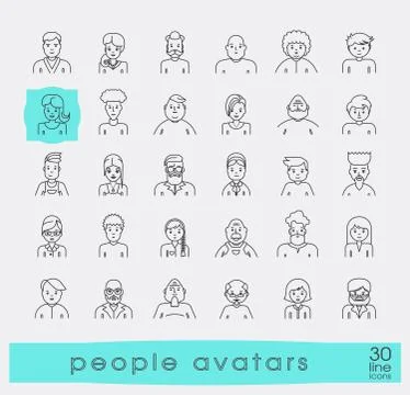 Set of people faces avatars. Stock Illustration