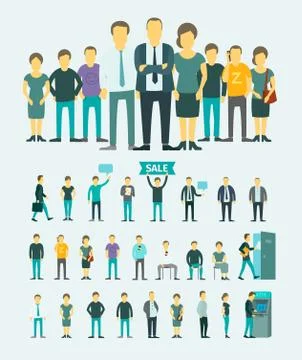 Set with people flat conception vector illustration Stock Illustration
