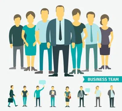 Set with people flat conception vector illustration Stock Illustration