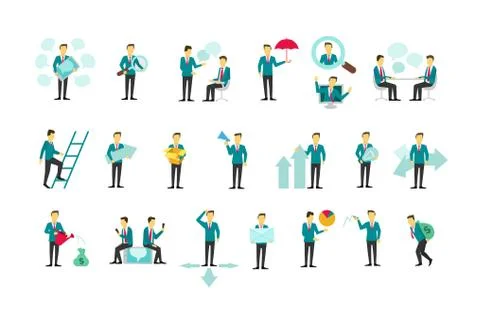 Set with people flat conception vector illustration Stock Illustration