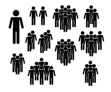Set of people icons in flat style. Crowd. Group of people . Company or team Stock Illustration