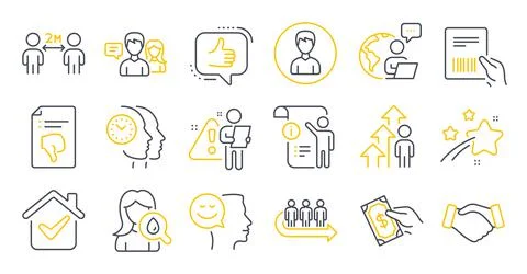 Set of People icons, such as Queue, Handshake, Parcel invoice symbols. Manual Stock Illustration