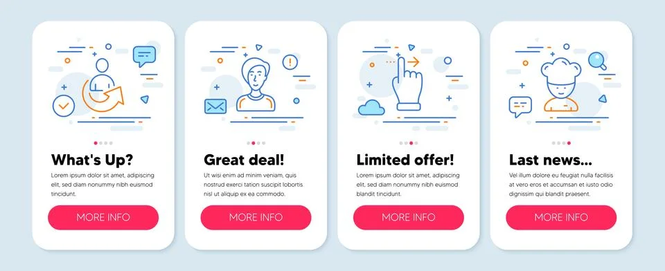 Set of People icons, such as Touchscreen gesture, Share, Businesswoman person Stock Illustration