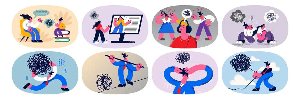 Set of people look for problem solving Illustrazione stock