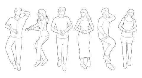 Set of people lying down, resting top view for sleeping concept. Illustrazione stock