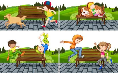 Set of people in the park Ilustração Stock