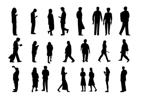 Set of people in silhouette style, vector design Stock Illustration