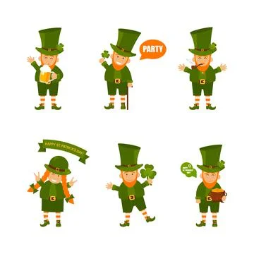 Set of people. St. Patrick s Day poster. Leprechaun in a face mask. Vector il Illustrazione stock
