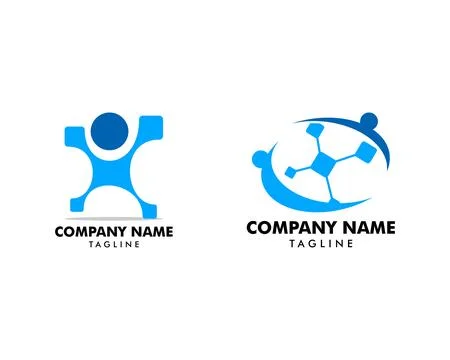 Set of People Technology Logo Template Design Vector Stock Illustration
