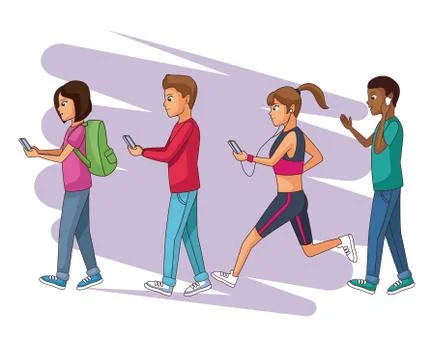 Set of people using smartphone 스톡 일러스트