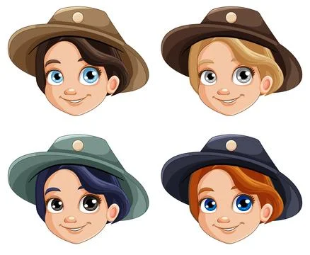 Set of people wearing hat Stock-Illustration