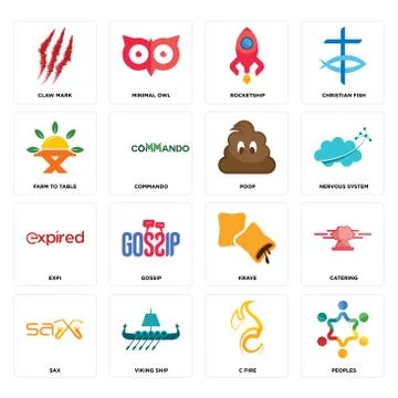 Set of peoples, c fire, sax, krave, expi, poop, farm to table, rocketship, cl Free Stock Illustration
