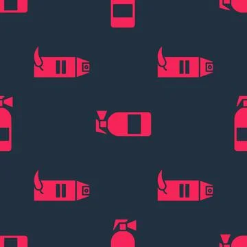 Set Pepper spray and Fire extinguisher on seamless pattern. Vector Stock Illustration