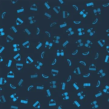 Set Pepper spray, Bow, Binoculars and Winter hat on seamless pattern. Vector 스톡 일러스트