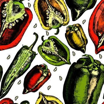 Set of peppers. Stock Illustration