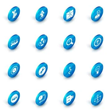 Set Percent up arrow, Intersection point, Flag, Location, Wrench and gear, Pie Stock Illustration