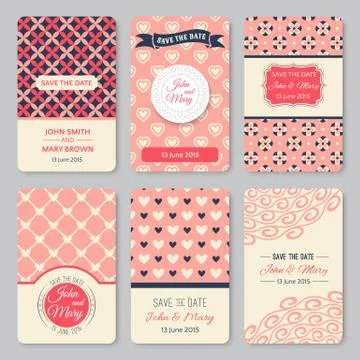 Set of perfect wedding templates with pattern theme Illustrazione stock