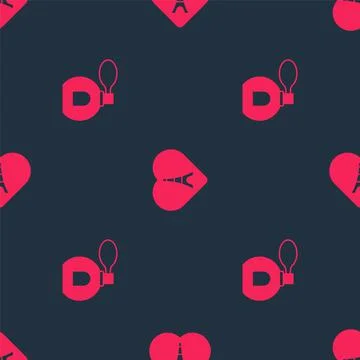 Set Perfume and Eiffel tower with heart on seamless pattern. Vector 스톡 일러스트