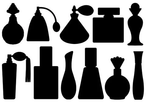 Set of perfume bottles Stock Illustration