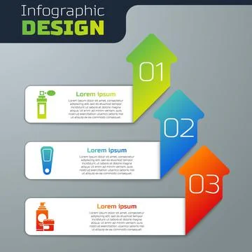 Set Perfume, Hand mirror and Cream or lotion cosmetic tube. Business infographic Illustration