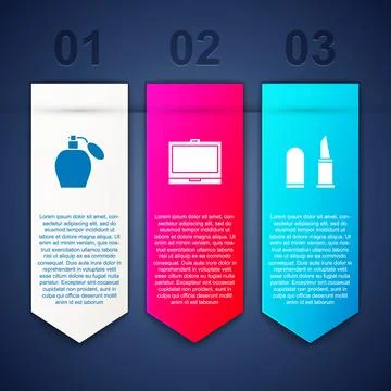 Set Perfume, Makeup powder with mirror and Lipstick. Business infographic Stockillustratie