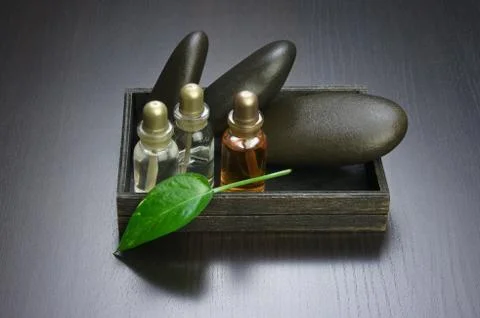 Set of perfume oils 스톡 사진