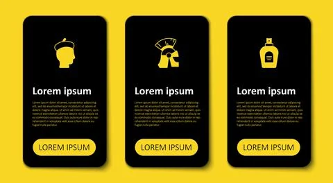 Set Perfume, Roman army helmet and French. Business infographic template. Vector Stock-Illustration